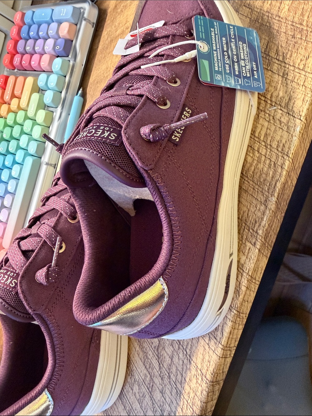 Skechers Women's Wine Slip On Athletic Sneakers - Picture 2 of 4